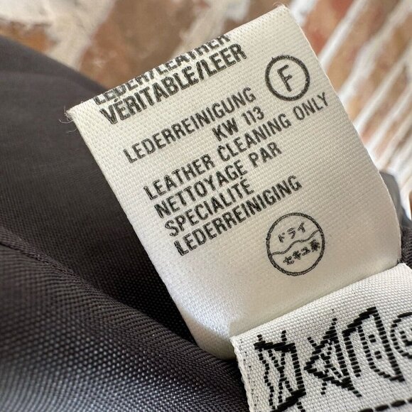 Vintage Escada Midi Skirt A-line Wool Charcoal Gray Leather Trim Size 38 EUC - Picture 10 of 13